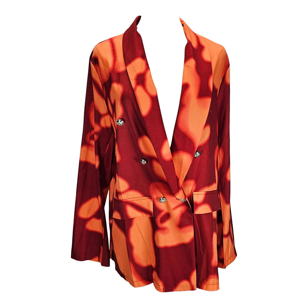 Shein Fiery Abstract Print Women's Blazer - Bold & Beautiful/XL